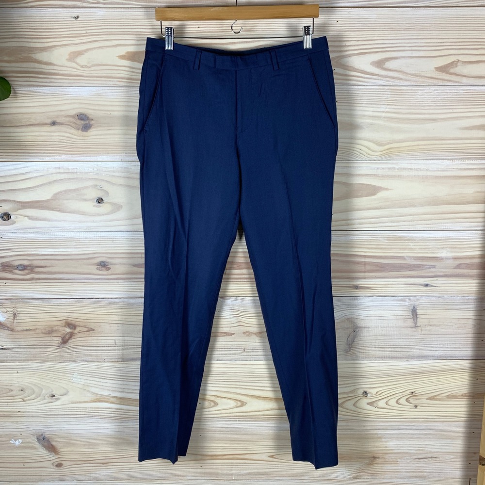 Hugo Boss Dress Pants Mens 36R Navy Blue Johnston Lenon Slim Fit Trousers